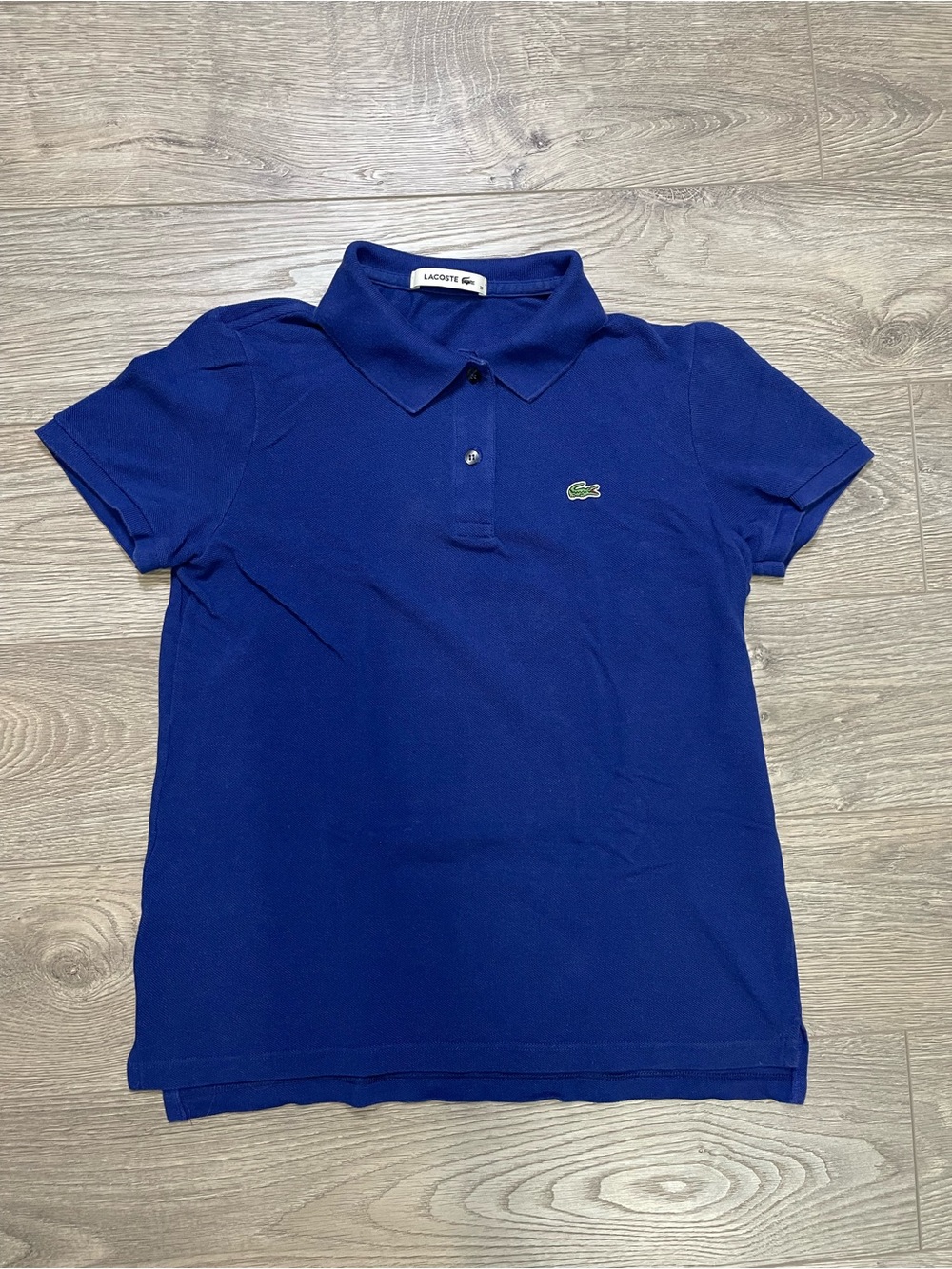 Lacoste Women's‎ Slim Fit Polo Shirt Blue Size US 4 Small Short Sleeve Cotton